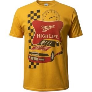 Junk Food‎ Yellow / Gold Miller High Life Short Sleeve Tee T Shirt  Size Medium